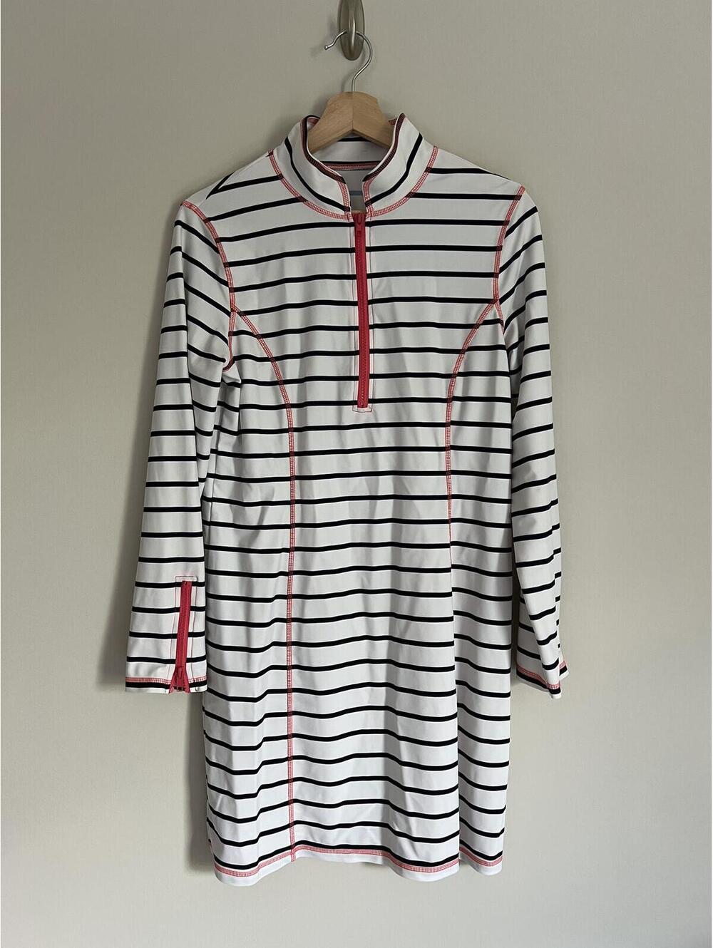 Sail to Sable Striped Quarter-Zip Dress - Medium - Nautical Pink & Navy